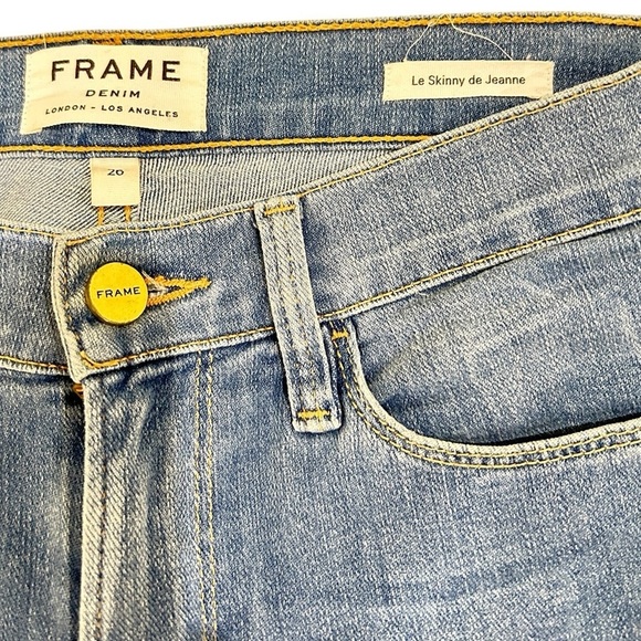Frame Denim Le Skinny de Jeanne distressed frayed hem mid tone jeans USA size 26 - Picture 6 of 10
